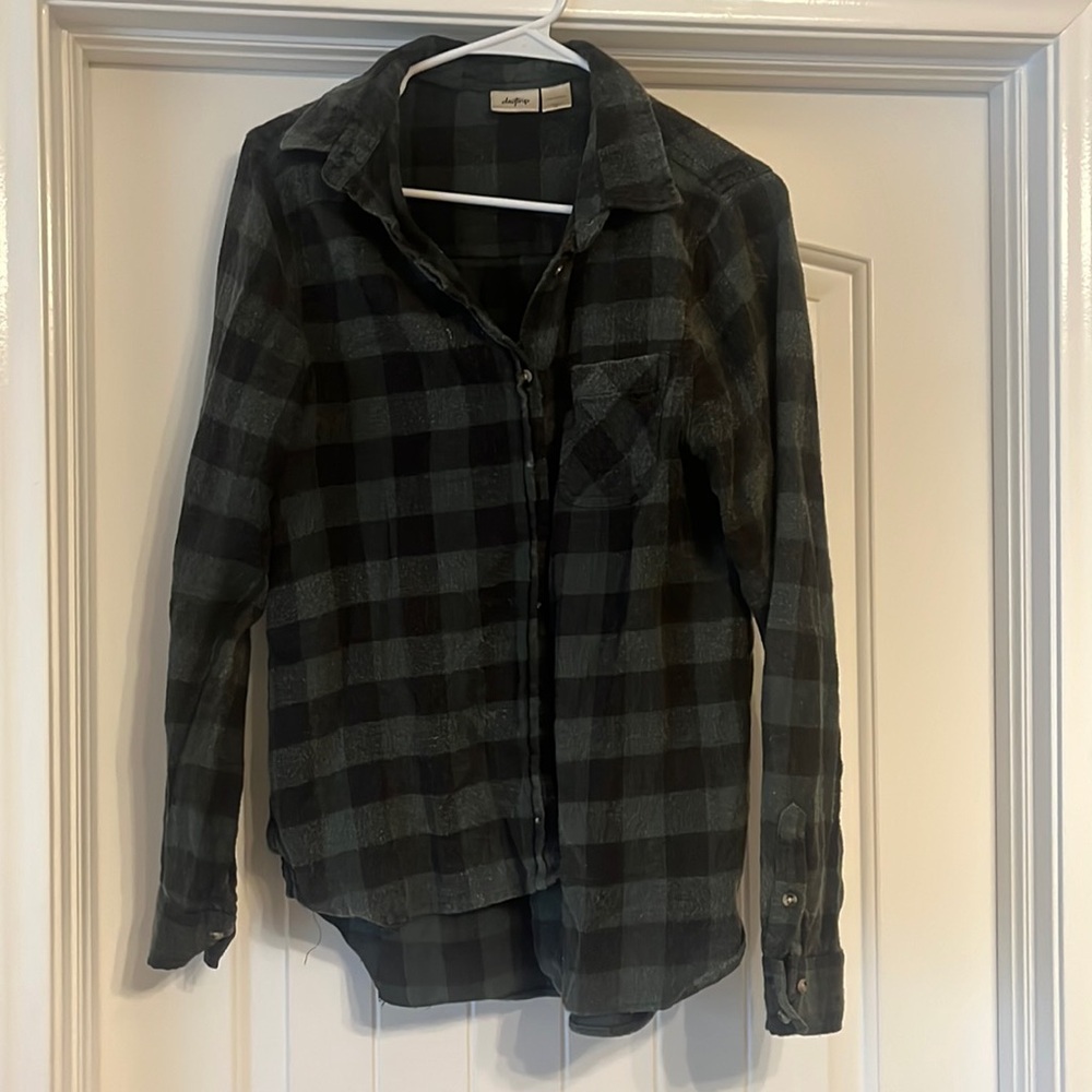 Day trip brand flannel, dark green and black, size medium